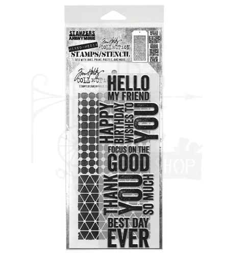Zestaw stemple + szablon #40 Bold Sayings THMM140 Tim Holtz Stampers Anonymous