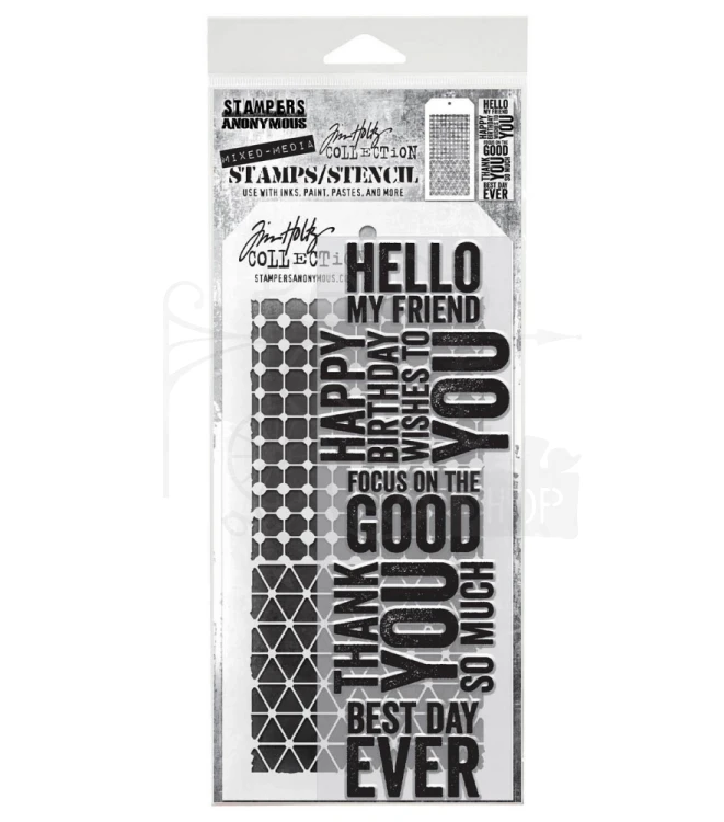 Zestaw stemple + szablon #40 Bold Sayings THMM140 Tim Holtz Stampers Anonymous