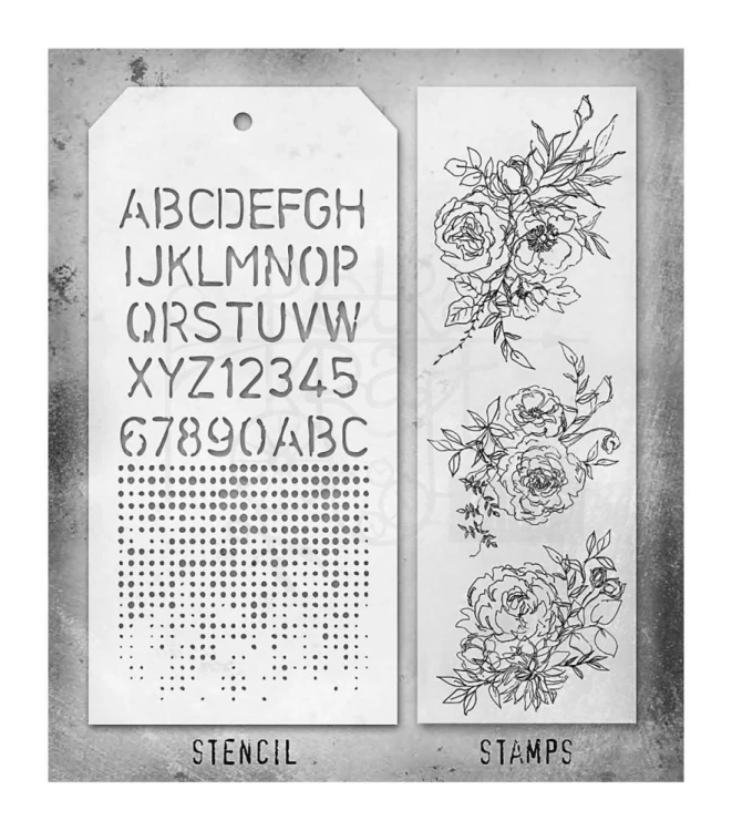 Zestaw stemple + szablon #38 Outlines THMM138 Tim Holtz Stampers Anonymous