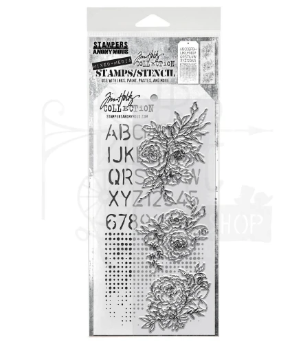 Zestaw stemple + szablon #38 Outlines THMM138 Tim Holtz Stampers Anonymous
