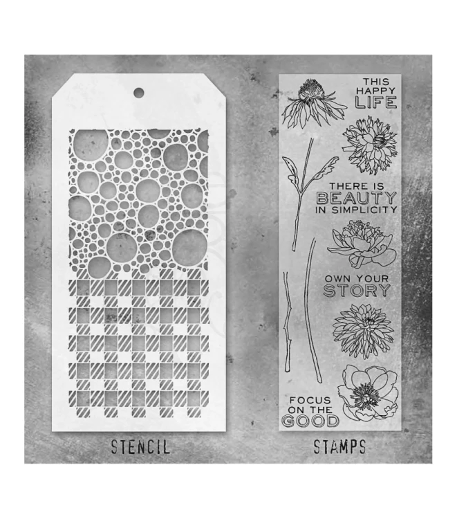 Zestaw stemple + szablon #24 Flower Garden THMM124 Tim Holtz Stampers Anonymous