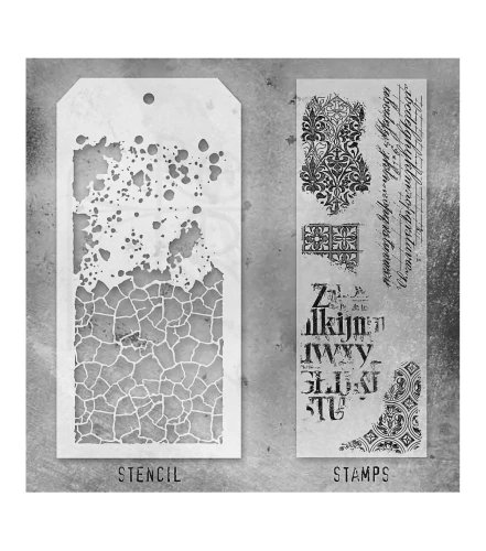 Zestaw stemple + szablon #23 Fragments THMM123 Tim Holtz Stampers Anonymous