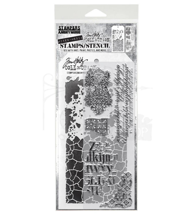 Zestaw stemple + szablon #23 Fragments THMM123 Tim Holtz Stampers Anonymous