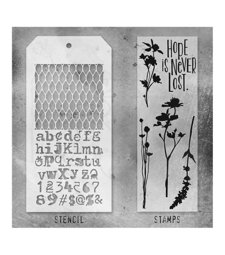 Zestaw stemple + szablon #21 Wildflowers THMM121 Tim Holtz Stampers Anonymous