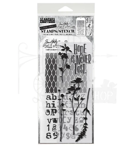 Zestaw stemple + szablon #21 Wildflowers THMM121 Tim Holtz Stampers Anonymous