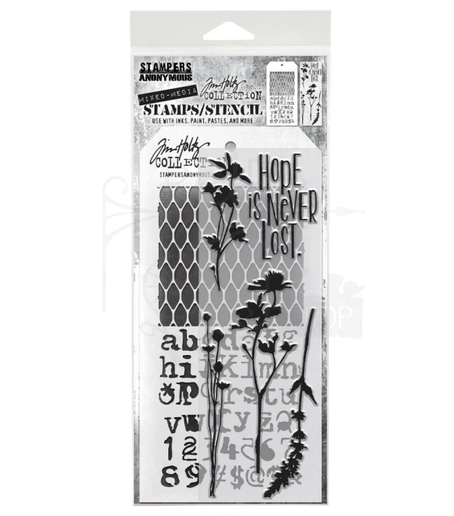 Zestaw stemple + szablon #21 Wildflowers THMM121 Tim Holtz Stampers Anonymous