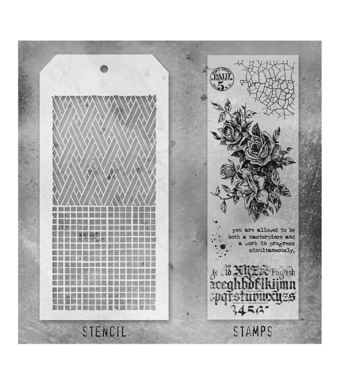 Zestaw stemple + szablon #19 Lady Rose THMM119 Tim Holtz Stampers Anonymous