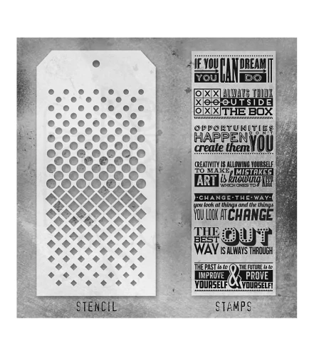 Zestaw stemple + szablon #17 Motivation THMM117 Tim Holtz Stampers Anonymous