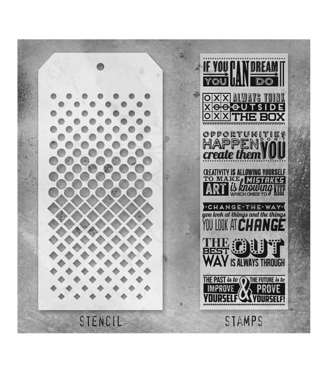 Zestaw stemple + szablon #17 Motivation THMM117 Tim Holtz Stampers Anonymous