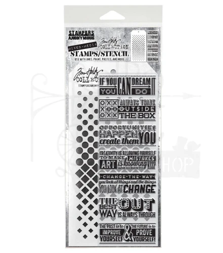 Zestaw stemple + szablon #17 Motivation THMM117 Tim Holtz Stampers Anonymous