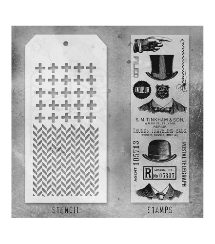 Zestaw stemple + szablon #16 Scribbly Christmas THMM116 Tim Holtz Stampers Anonymous