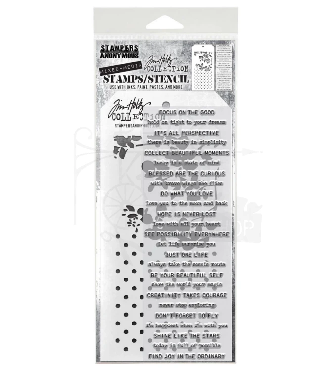 Zestaw stemple + szablon #13 Noteworthy THMM113 Tim Holtz Stampers Anonymous