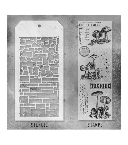 Zestaw stemple + szablon #12 Tiny Toadstools THMM112 Tim Holtz Stampers Anonymous