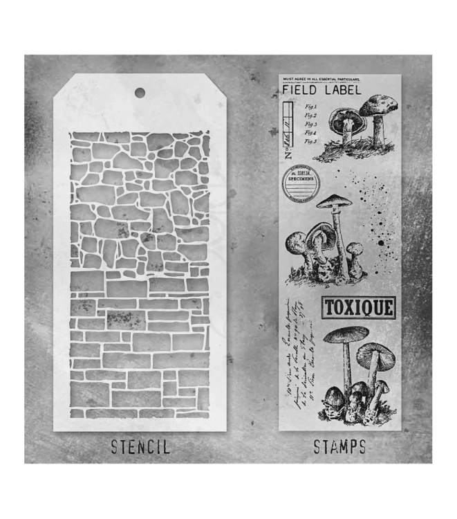 Zestaw stemple + szablon #12 Tiny Toadstools THMM112 Tim Holtz Stampers Anonymous