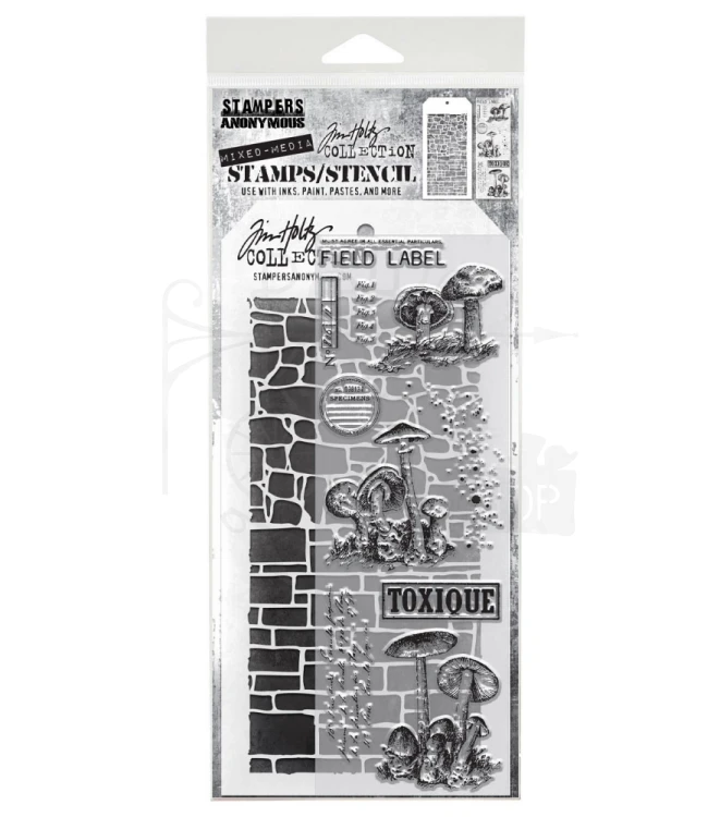 Zestaw stemple + szablon #12 Tiny Toadstools THMM112 Tim Holtz Stampers Anonymous