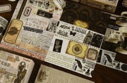 Taśma washi - Cyfry złote - 5mm