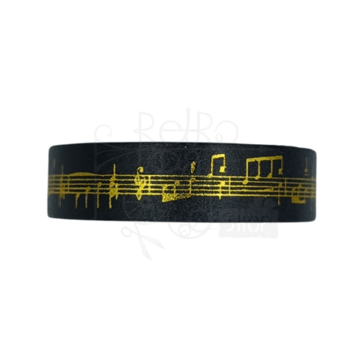 Taśma washi - Nuty złote - 10mm