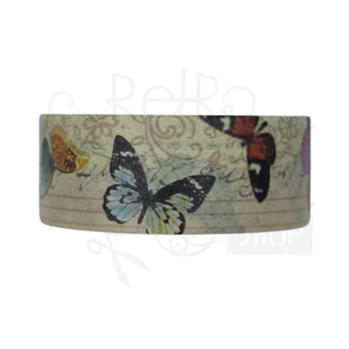 Taśma washi - Motyle retro - 15mm