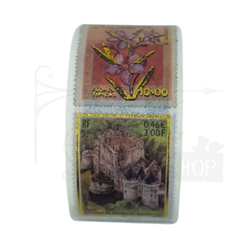 Taśma washi - Znaczki pocztowe złote - 20mm