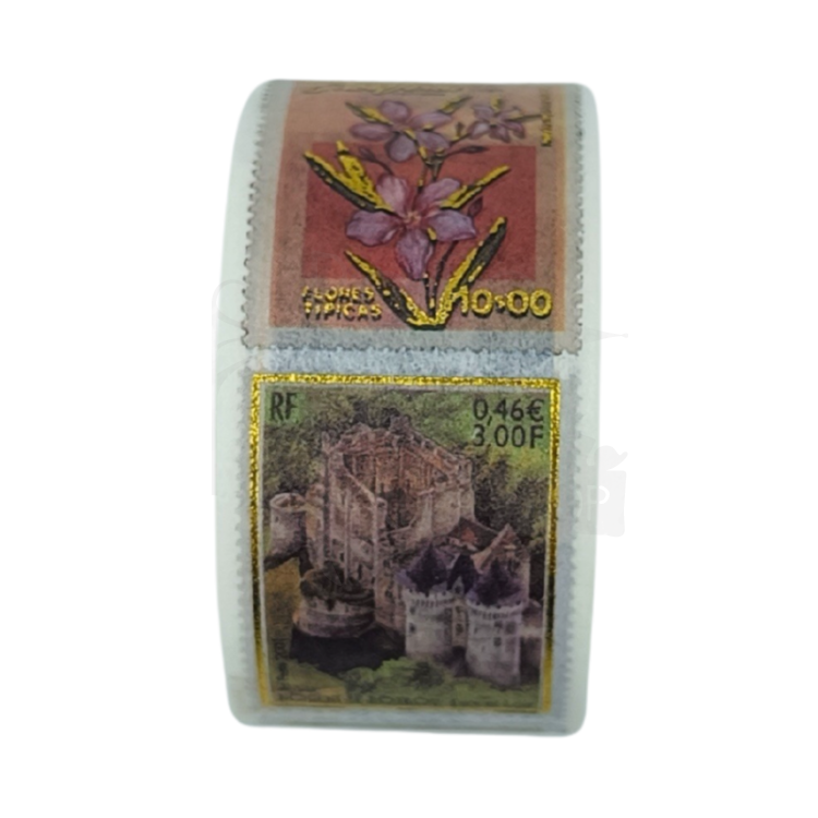Taśma washi - Znaczki pocztowe złote - 20mm