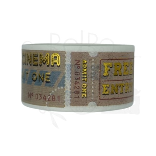 Taśma washi - Bilety retro złote - 20mm