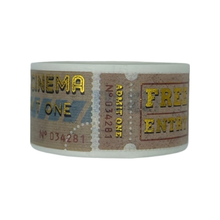 Taśma washi - Bilety retro złote - 20mm