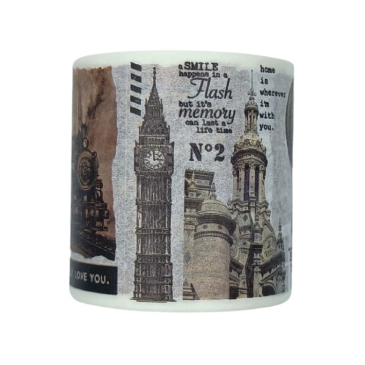 Taśma washi - Auta budynki retro - 40mm
