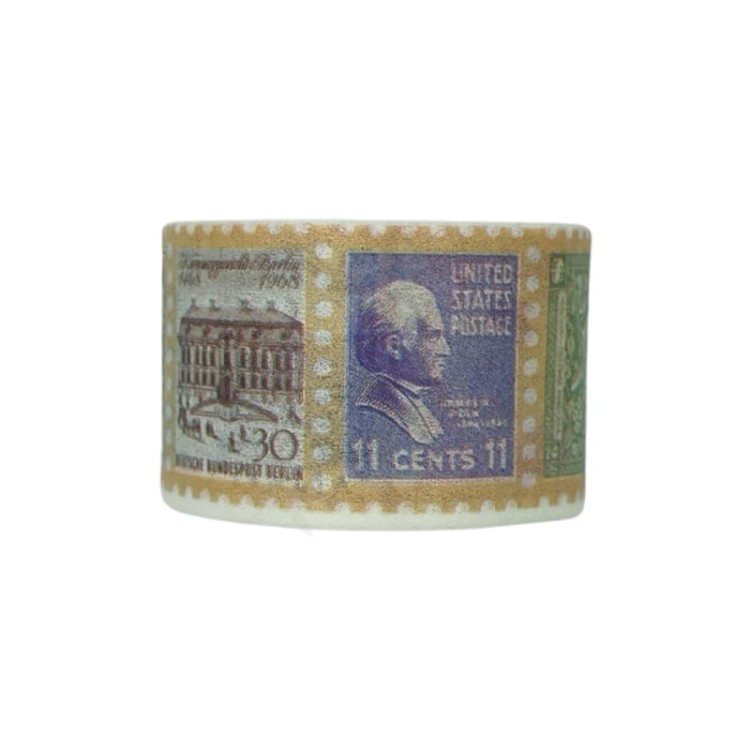 Taśma washi - Znaczki pocztowe retro - 25mm