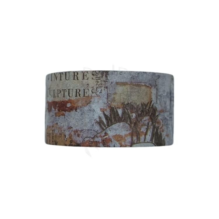 Taśma washi - Motywy roślinne i napisy retro - 20mm