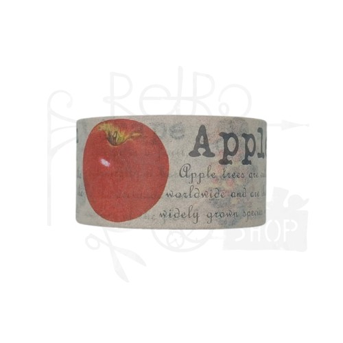 Taśma washi - Motywy roślinne i napisy retro - 20mm