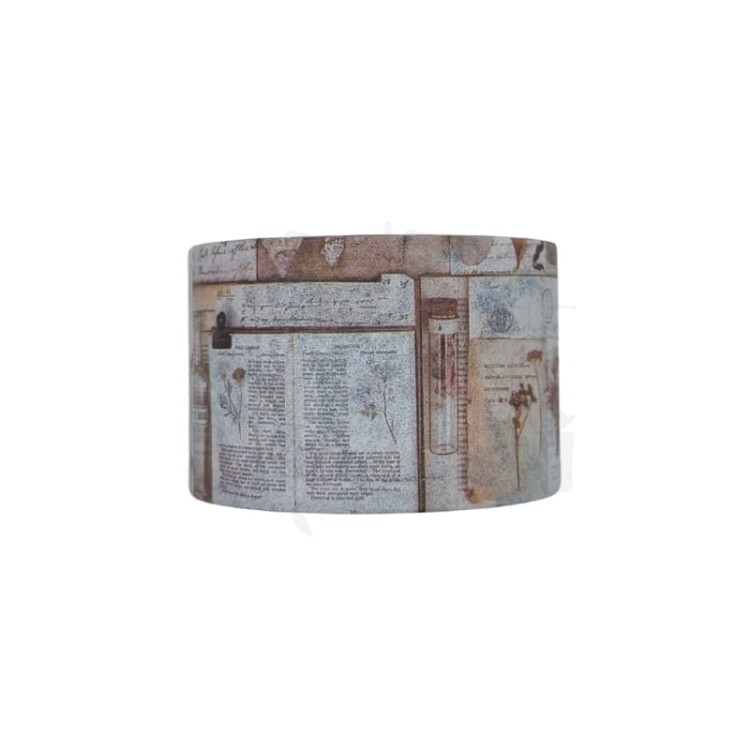 Taśma washi - Motywy roślinne i napisy retro - 25mm