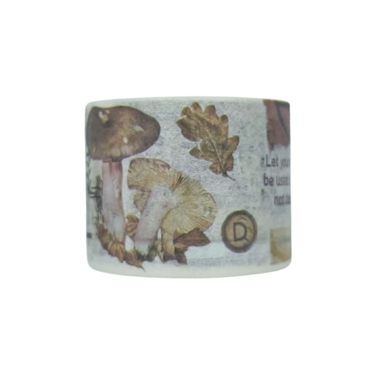 Taśma washi - Motywy roślinne i napisy retro - 30mm