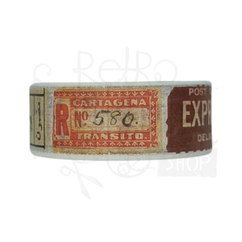 Taśma washi - Etykiety pocztowe retro - 15mm
