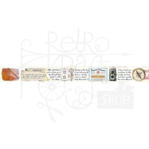 Taśma washi - Elementy i napisy retro - 20mm