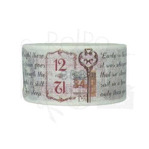 Taśma washi - Elementy i napisy retro - 20mm
