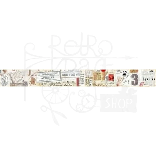 Taśma washi - Elementy i napisy retro - 20mm