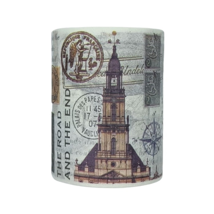 Taśma washi - Elementy i napisy retro - 50mm