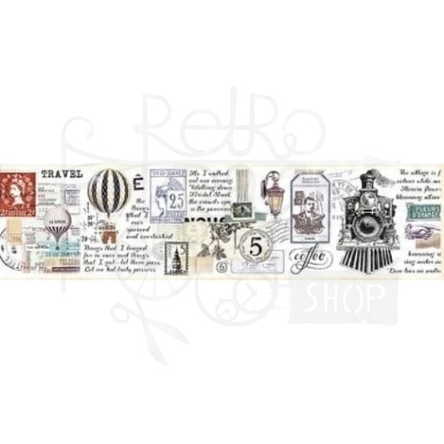 Taśma washi - Elementy i napisy retro - 50mm