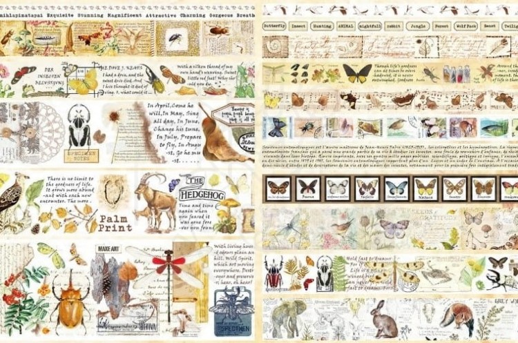 Taśma washi - Napisy w ramkach - 10mm