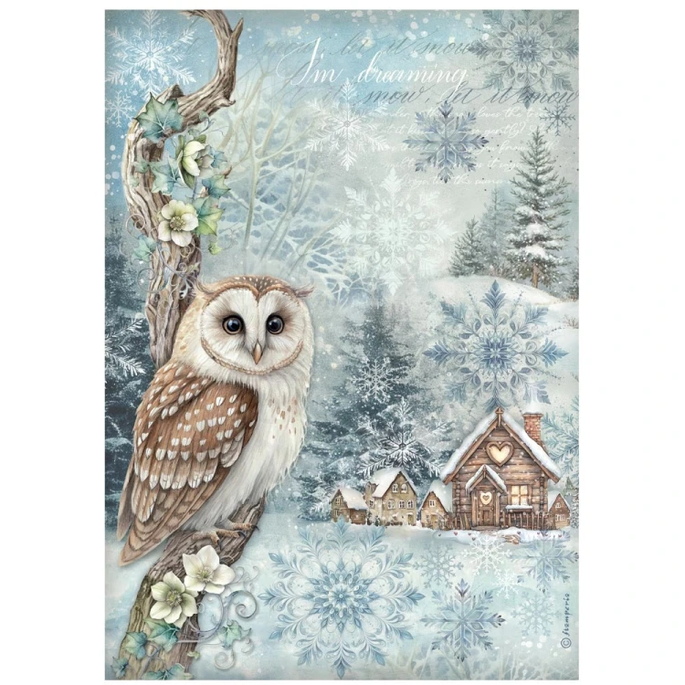 Papier ryżowy do decoupage A4 The Owl’s House Sowa DFSA41052 Stamperia