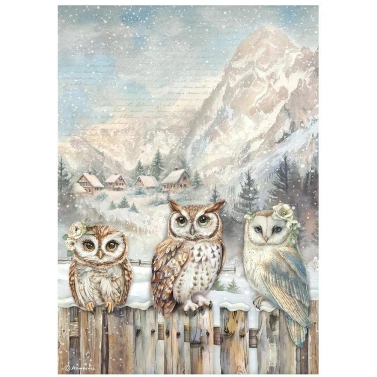 Papier ryżowy do decoupage A4 The Owl’s House 3 Sowy DFSA41054 Stamperia
