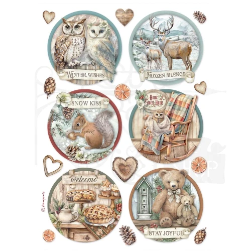 Papier ryżowy do decoupage A4 The Owl’s House Dekory Okrągłe DFSA41057 Stamperia