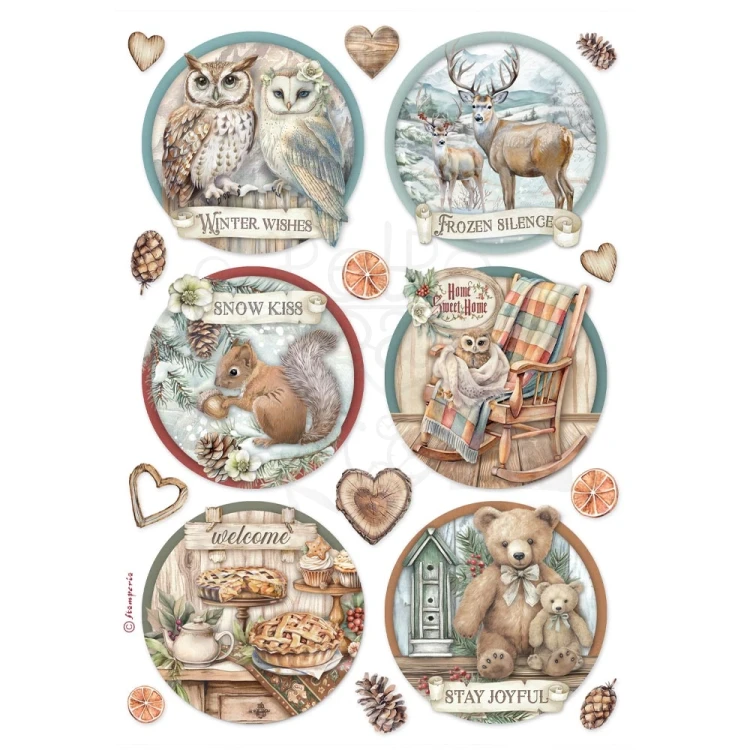 Papier ryżowy do decoupage A4 The Owl’s House Dekory Okrągłe DFSA41057 Stamperia