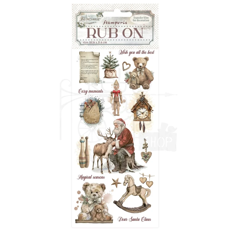 Rub-on transfer 10x21.6cm The Owl’s House Miś Teddy DFLRB179 Stamperia