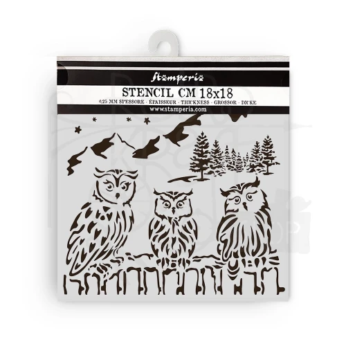 Szablon maska 18x18cm The Owl’s House Sowy KSTDQ125 Stamperia