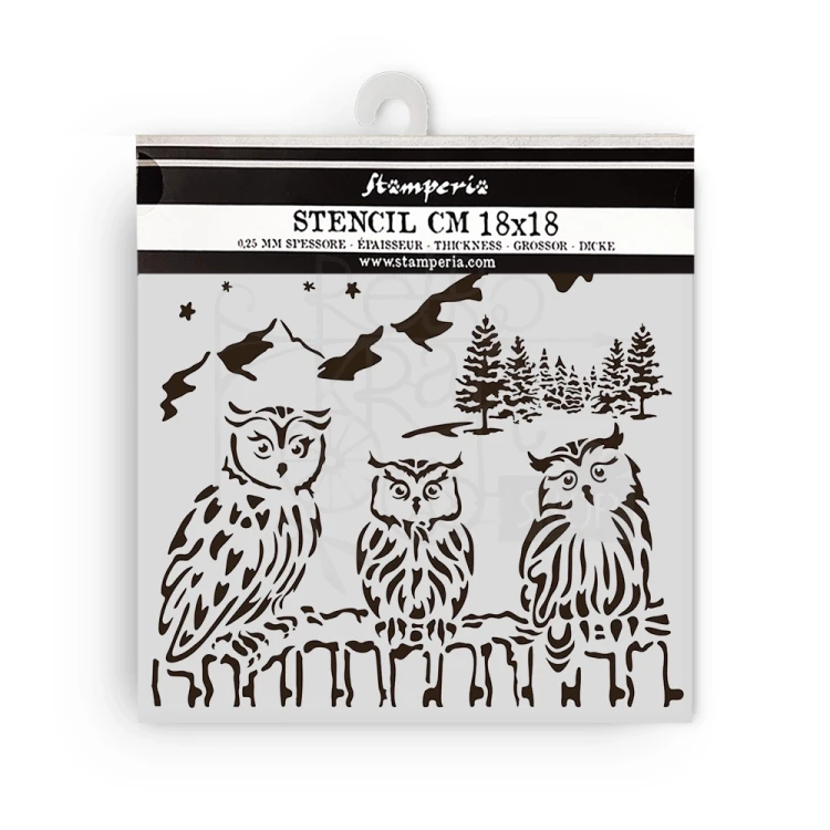 Szablon maska 18x18cm The Owl’s House Sowy KSTDQ125 Stamperia
