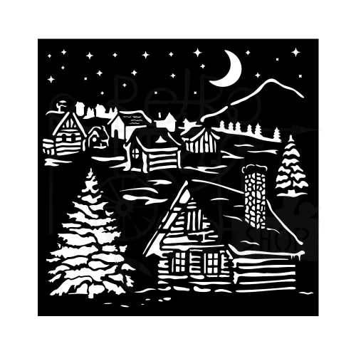 Szablon maska 18x18cm The Owl’s House Chatka KSTDQ126 Stamperia
