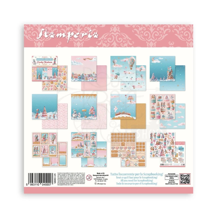 Zestaw papierów do scrapbookingu 20x20 Candy Christmas SBBS129 Stamperia