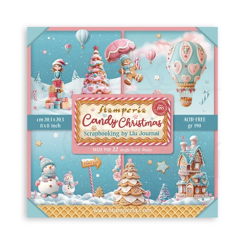 Zestaw papierów jednostronnych do scrapbookingu 20x20 Candy Christmas 22 arkusze SBBSXB15 Stamperia