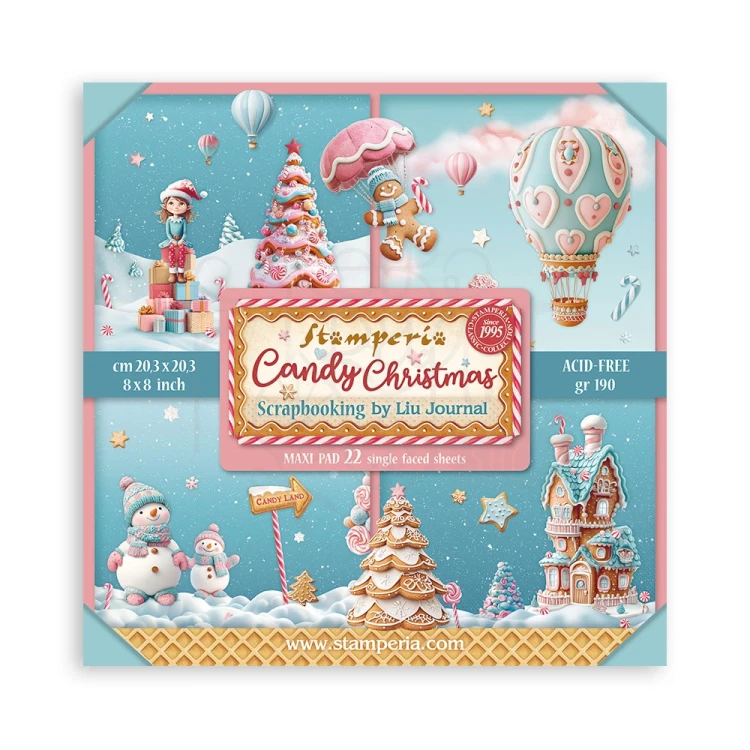 Zestaw papierów jednostronnych do scrapbookingu 20x20 Candy Christmas 22 arkusze SBBSXB15 Stamperia